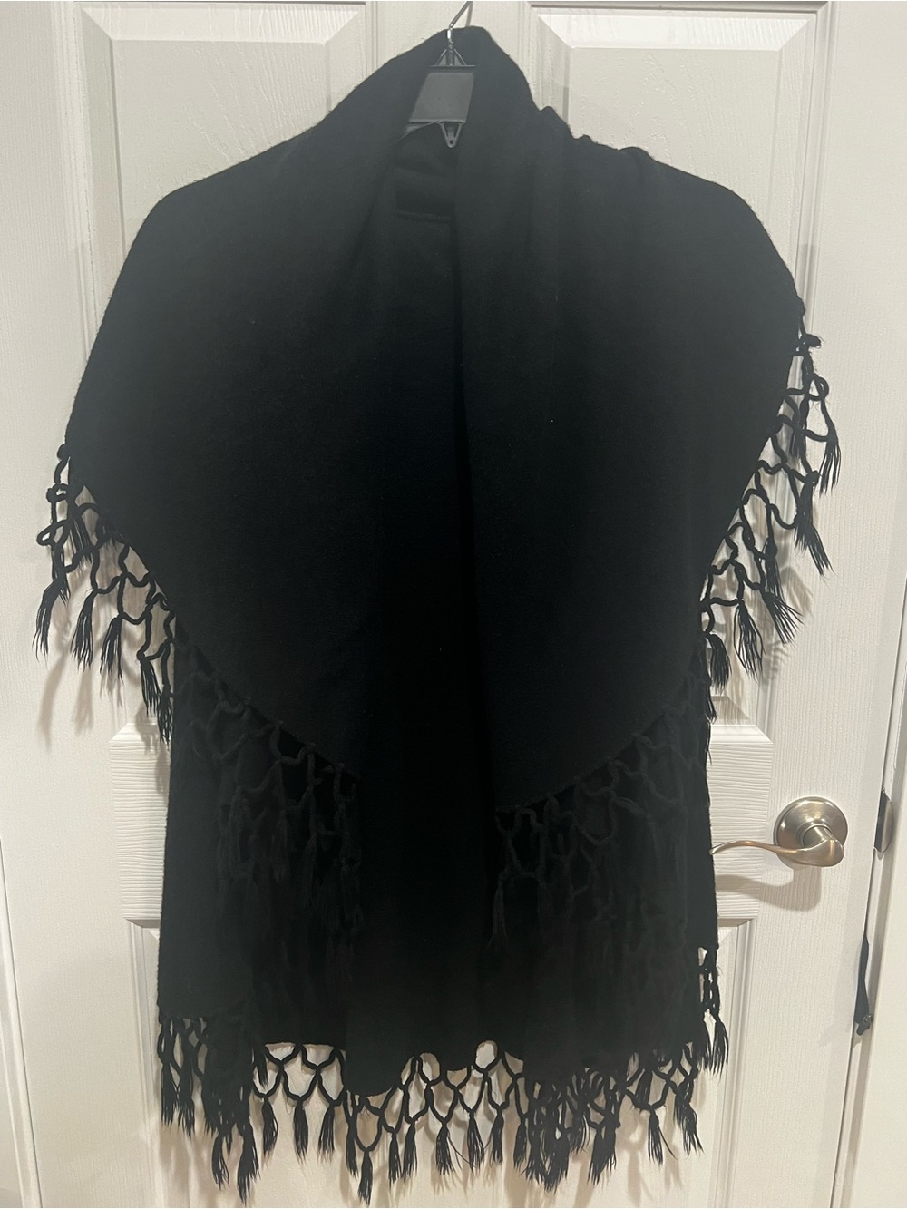 Elegant Black Fringe Knit Vest